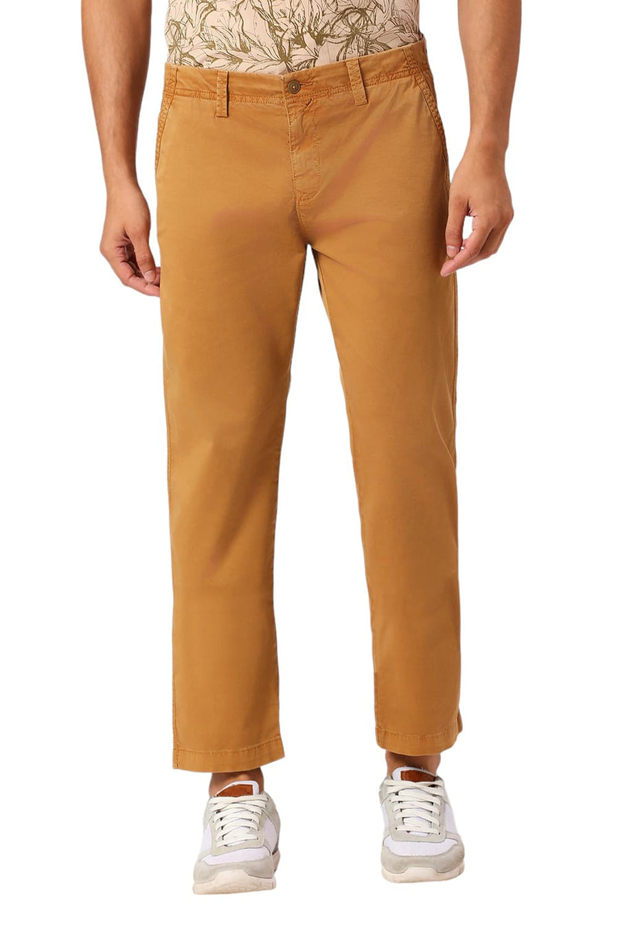 BASICS DRIFT FIT GOLDEN KHAKI COTTON STRETCH PEACH TWILL TROUSERS