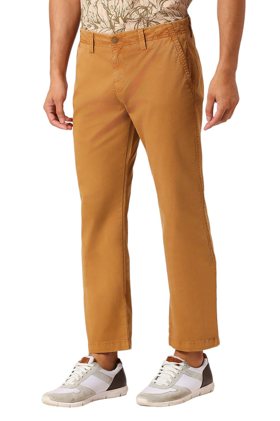 BASICS DRIFT FIT GOLDEN KHAKI COTTON STRETCH PEACH TWILL TROUSERS