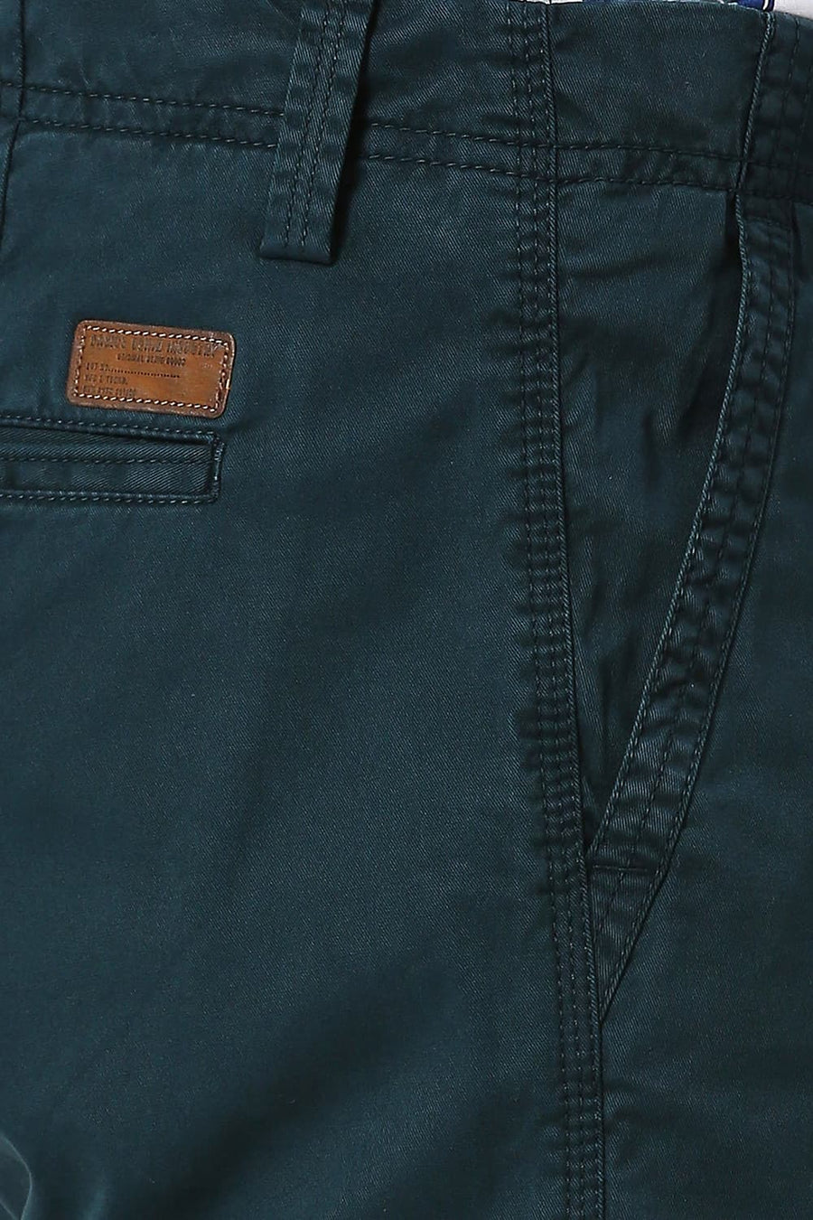 BASICS DRIFT FIT DEEP TEAL COTTON STRETCH PEACH TWILL TROUSERS