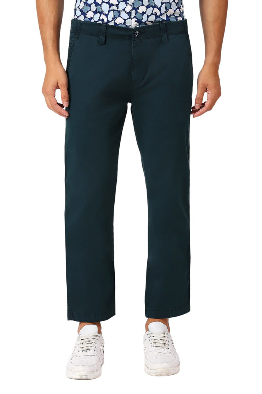 BASICS DRIFT FIT DEEP TEAL COTTON STRETCH PEACH TWILL TROUSERS