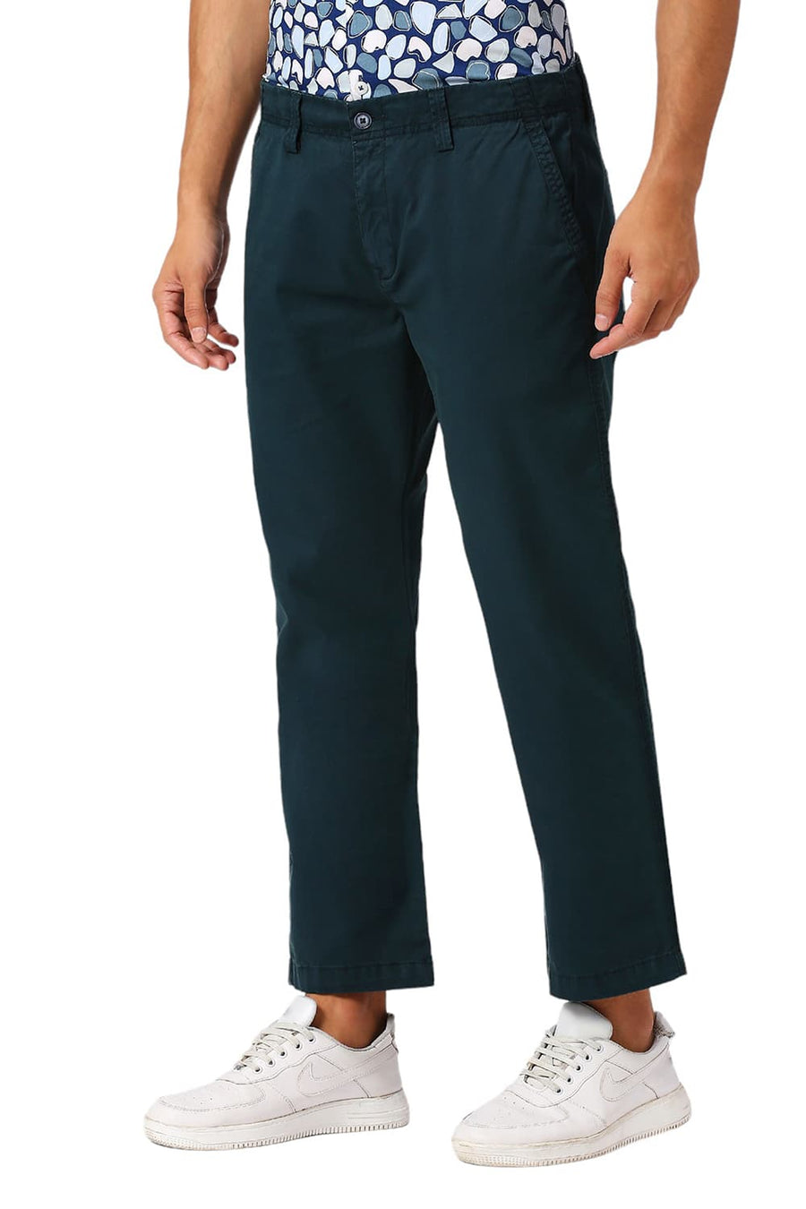 BASICS DRIFT FIT DEEP TEAL COTTON STRETCH PEACH TWILL TROUSERS