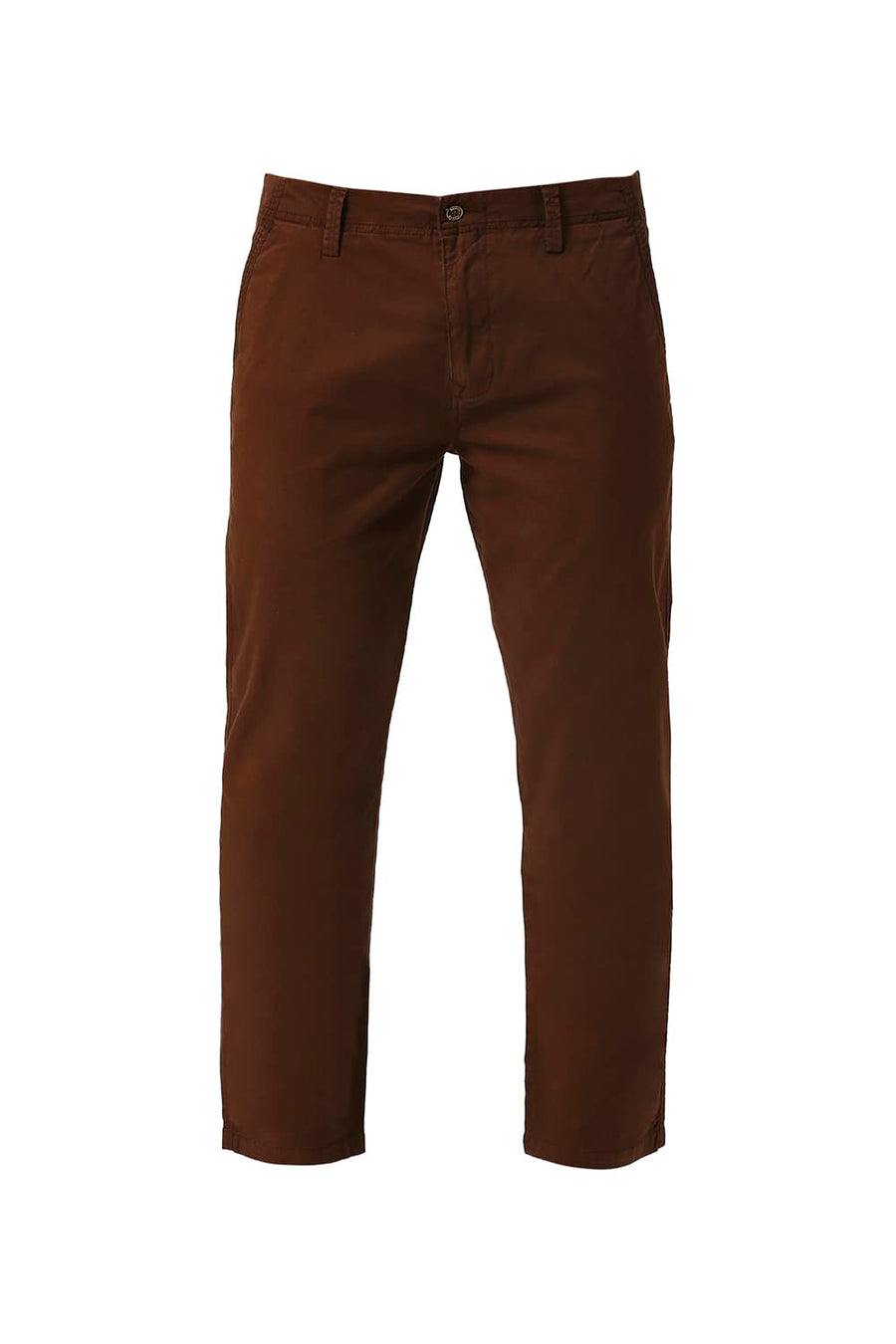BASICS DRIFT FIT CHESTNUT BROWN COTTON STRETCH PEACH TWILL TROUSERS