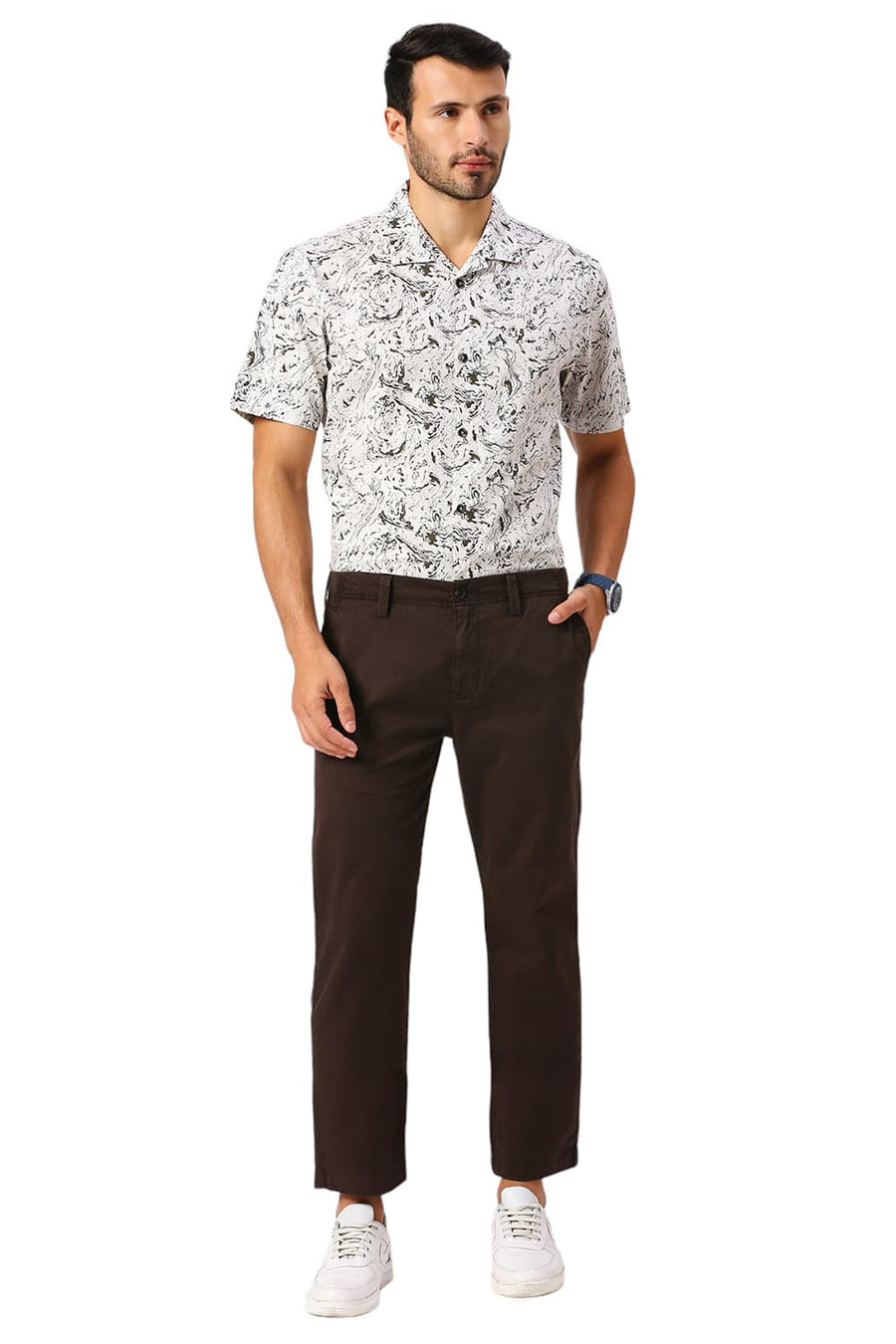 BASICS DRIFT FIT MULCH COFFEE COTTON STRETCH PEACH TWILL TROUSERS