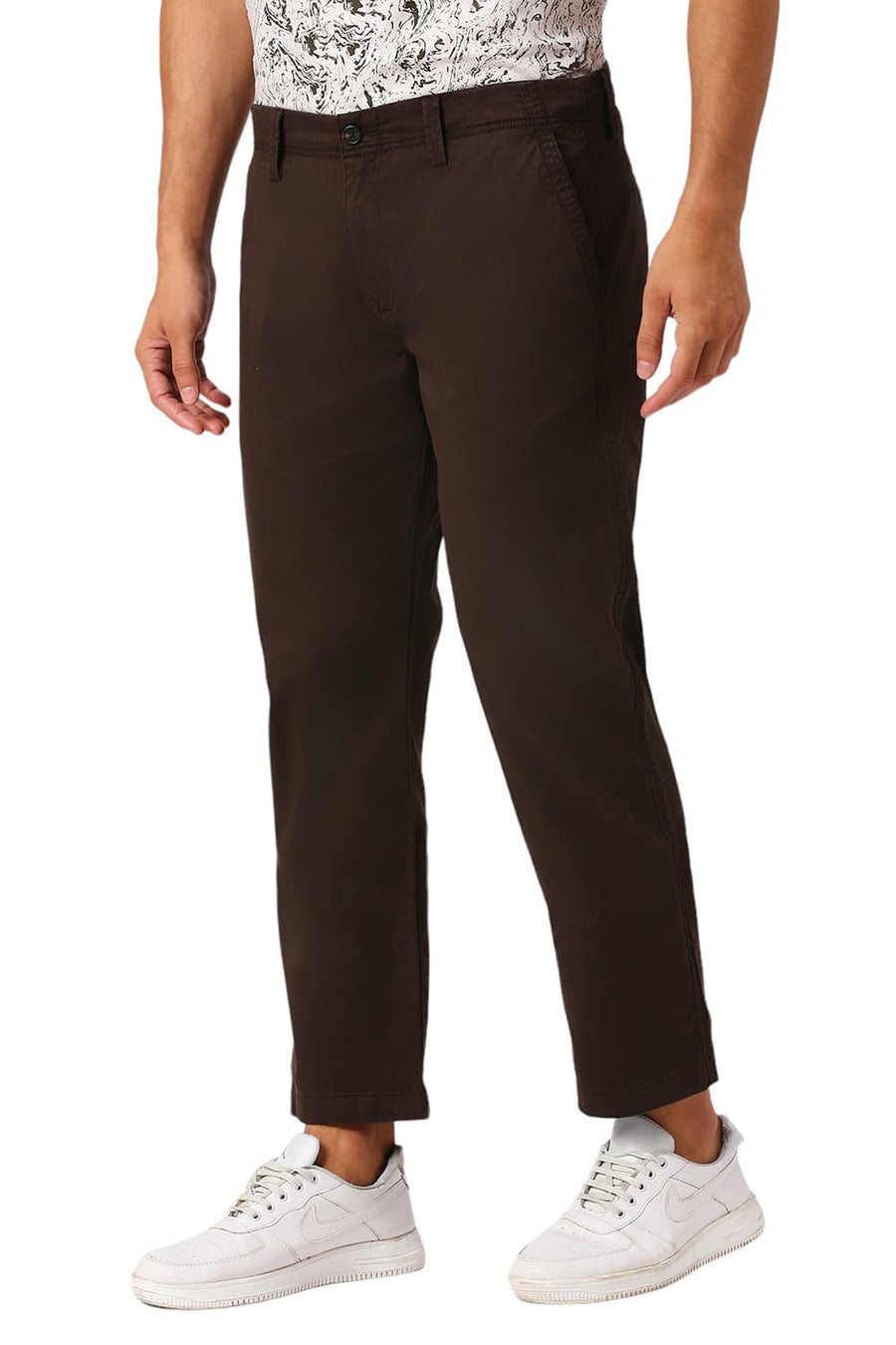 BASICS DRIFT FIT MULCH COFFEE COTTON STRETCH PEACH TWILL TROUSERS