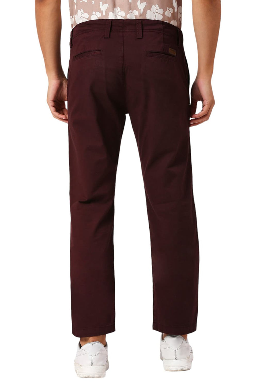 BASICS DRIFT FIT FIG WINE COTTON STRETCH PEACH TWILL TROUSERS
