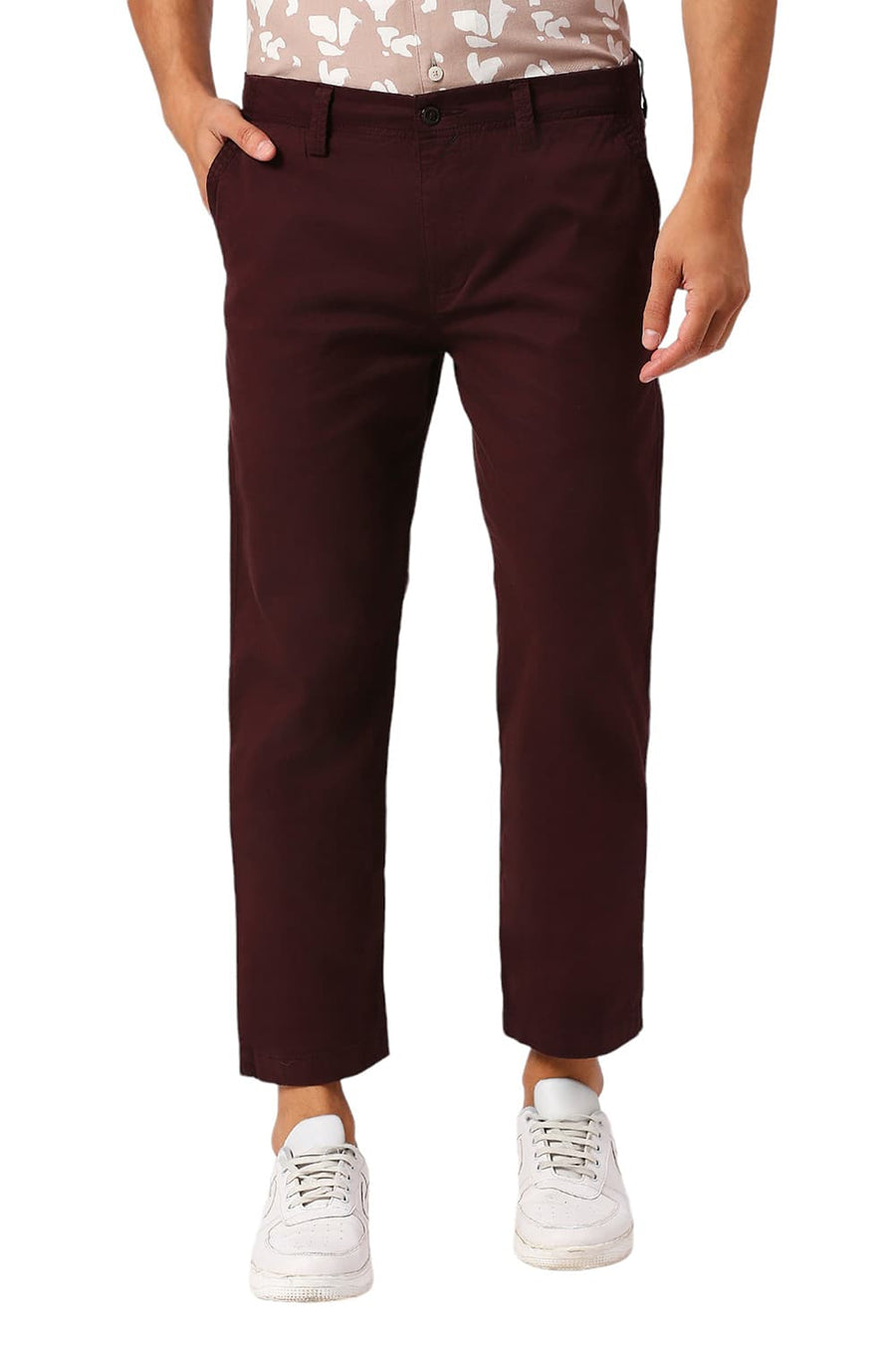 BASICS DRIFT FIT FIG WINE COTTON STRETCH PEACH TWILL TROUSERS
