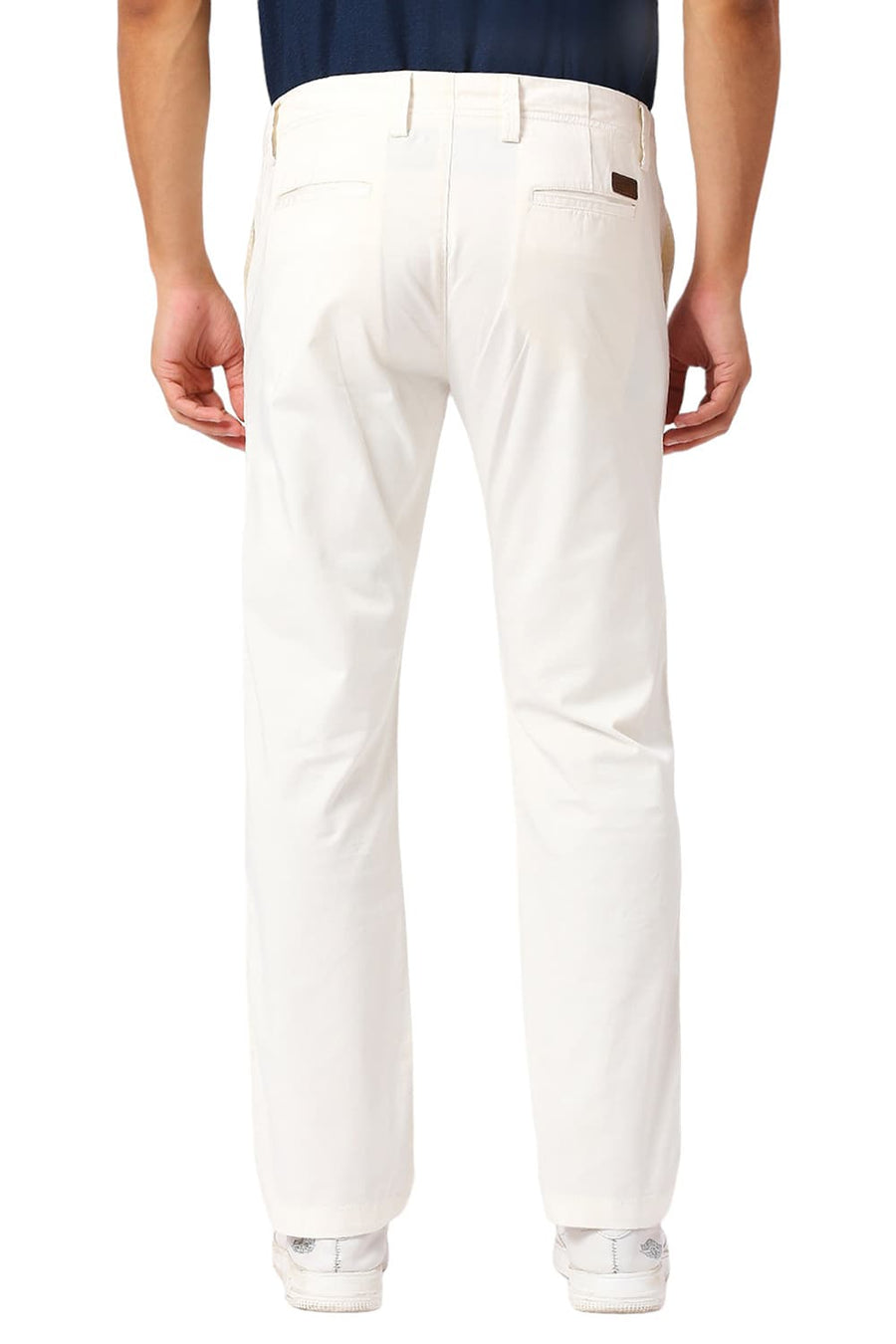 BASICS DRIFT FIT WHITE MARSHMALLOW COTTON STRETCH PEACH TWILL TROUSERS