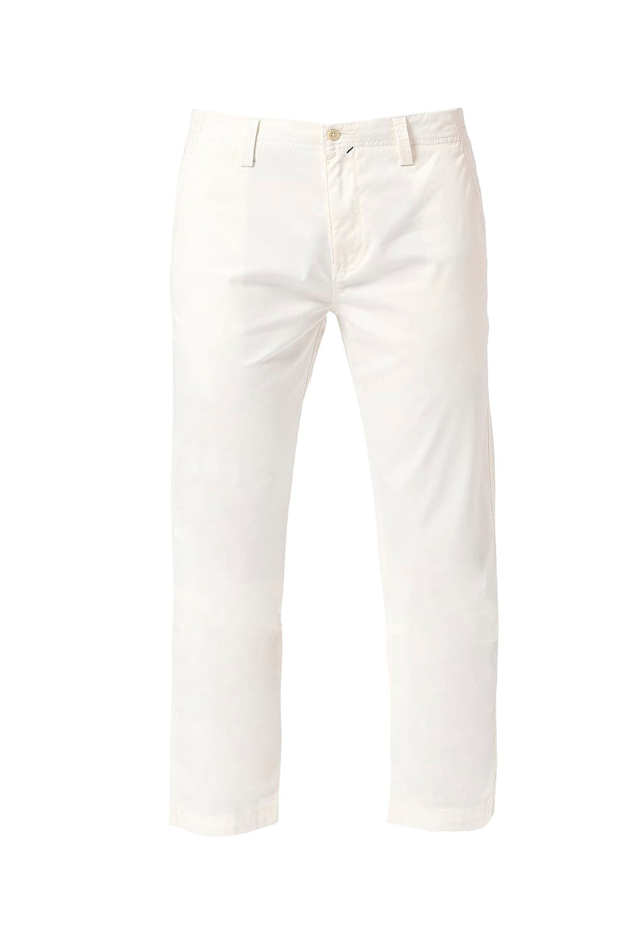 BASICS DRIFT FIT WHITE MARSHMALLOW COTTON STRETCH PEACH TWILL TROUSERS