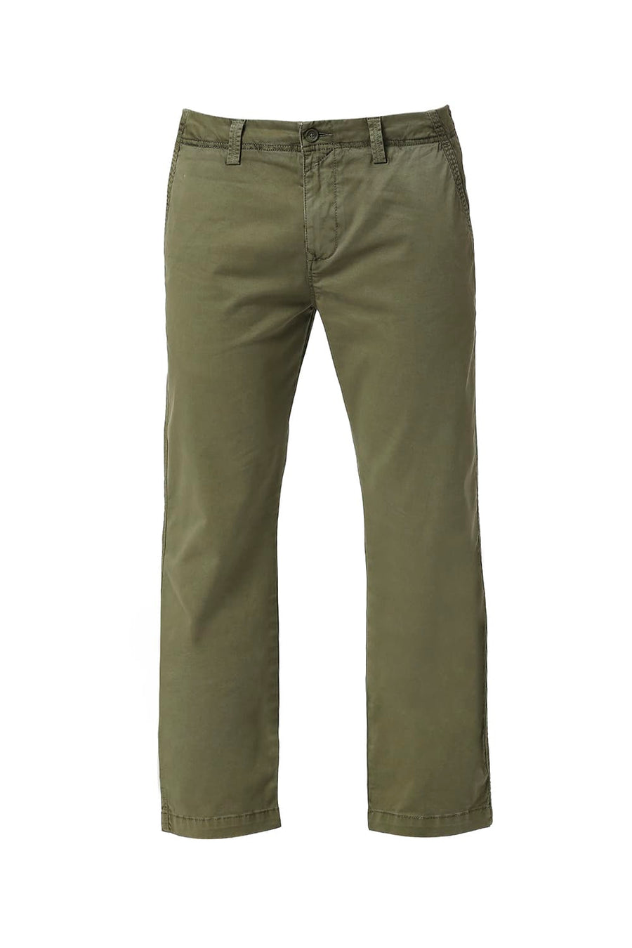 BASICS DRIFT FIT LICHEN OLIVE COTTON STRETCH PEACH TWILL TROUSERS