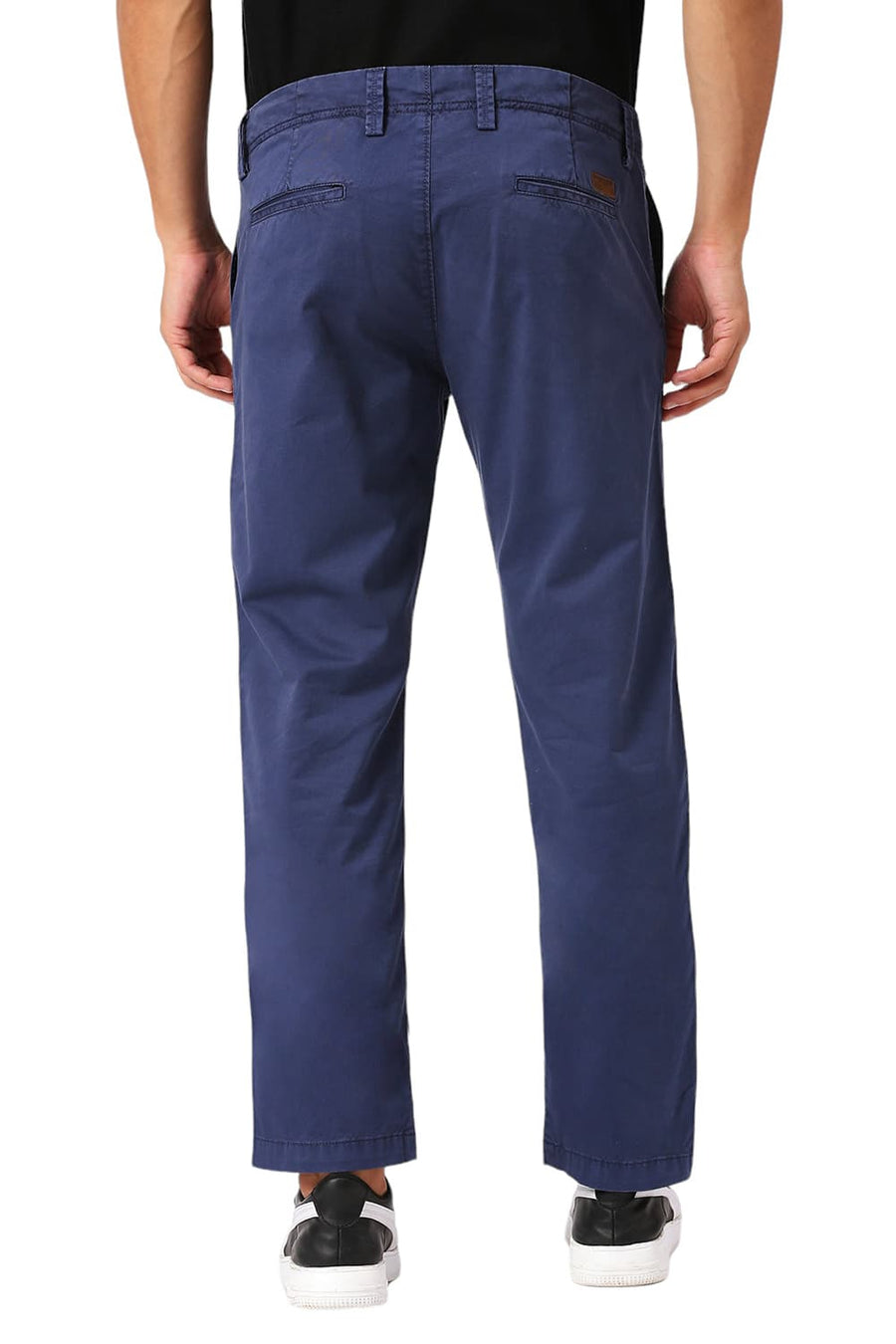 BASICS DRIFT FIT DIPPER BLUE COTTON STRETCH PEACH TWILL TROUSERS