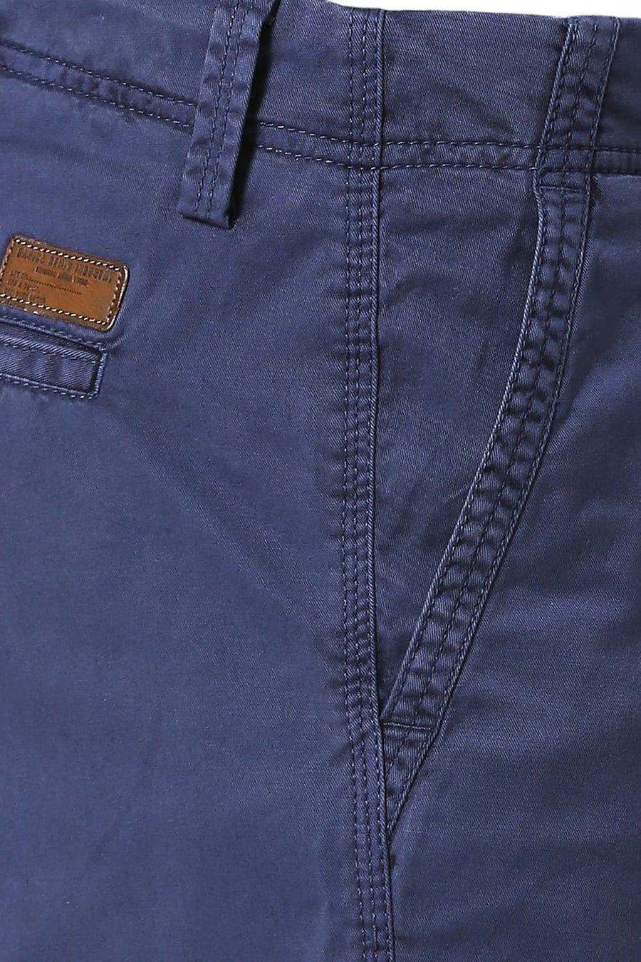BASICS DRIFT FIT DIPPER BLUE COTTON STRETCH PEACH TWILL TROUSERS