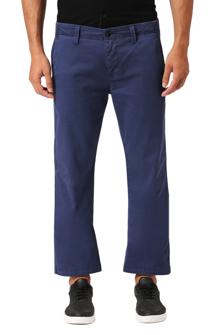 BASICS DRIFT FIT DIPPER BLUE COTTON STRETCH PEACH TWILL TROUSERS