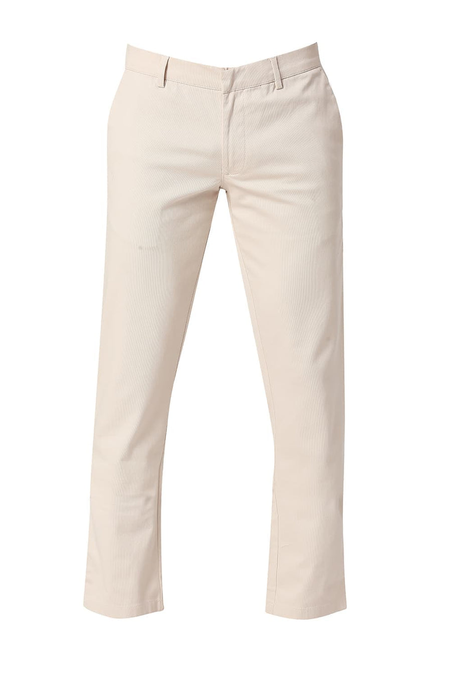 BASICS TAPERED FIT TAPIOCA BEIGE COTTON STRETCH DOBBY TROUSERS