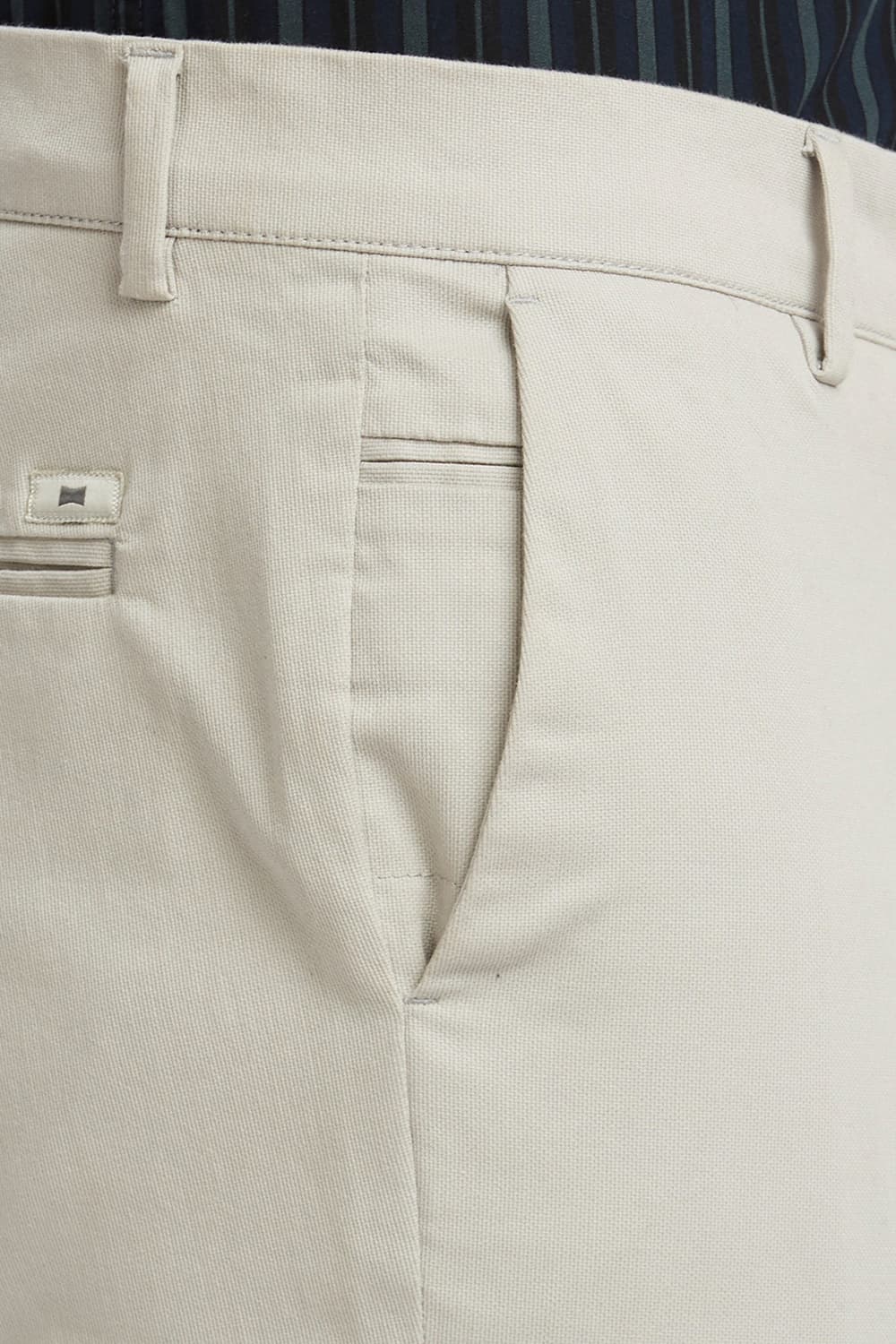 TAPERED FIT COTTON STRETCH DOBBY TROUSERS