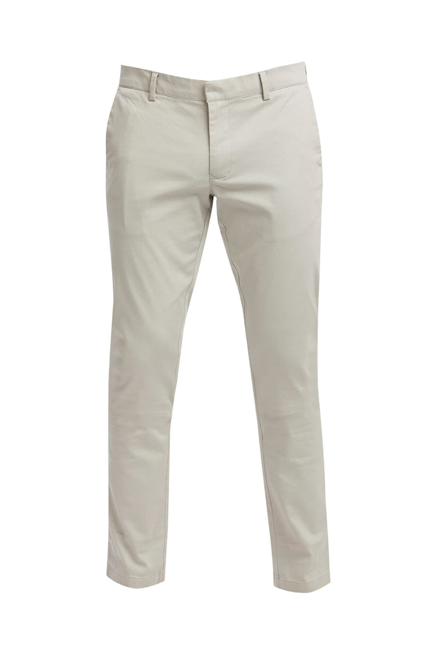BASICS TAPERED FIT DOVE LIGHT GREY COTTON STRETCH DOBBY TROUSERS