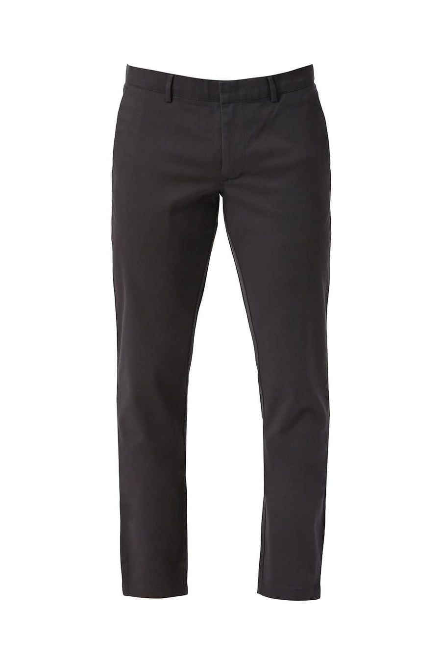 BASICS TAPERED FIT ASHPHALT DARK GREY COTTON STRETCH DOBBY TROUSERS