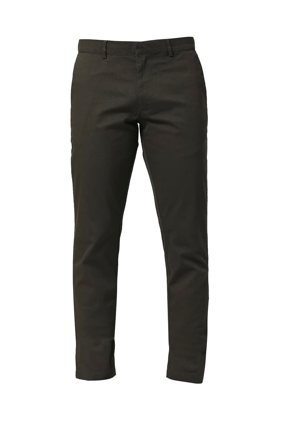 BASICS TAPERED FIT FOREST OLIVE COTTON STRETCH DOBBY TROUSERS