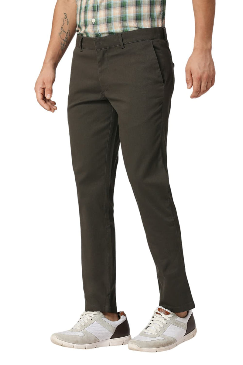 TAPERED FIT COTTON STRETCH DOBBY TROUSERS