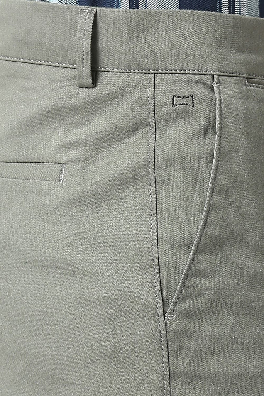 BASICS TAPERED FIT GUN METAL MID GREY COTTON STRETCH DOBBY TROUSERS