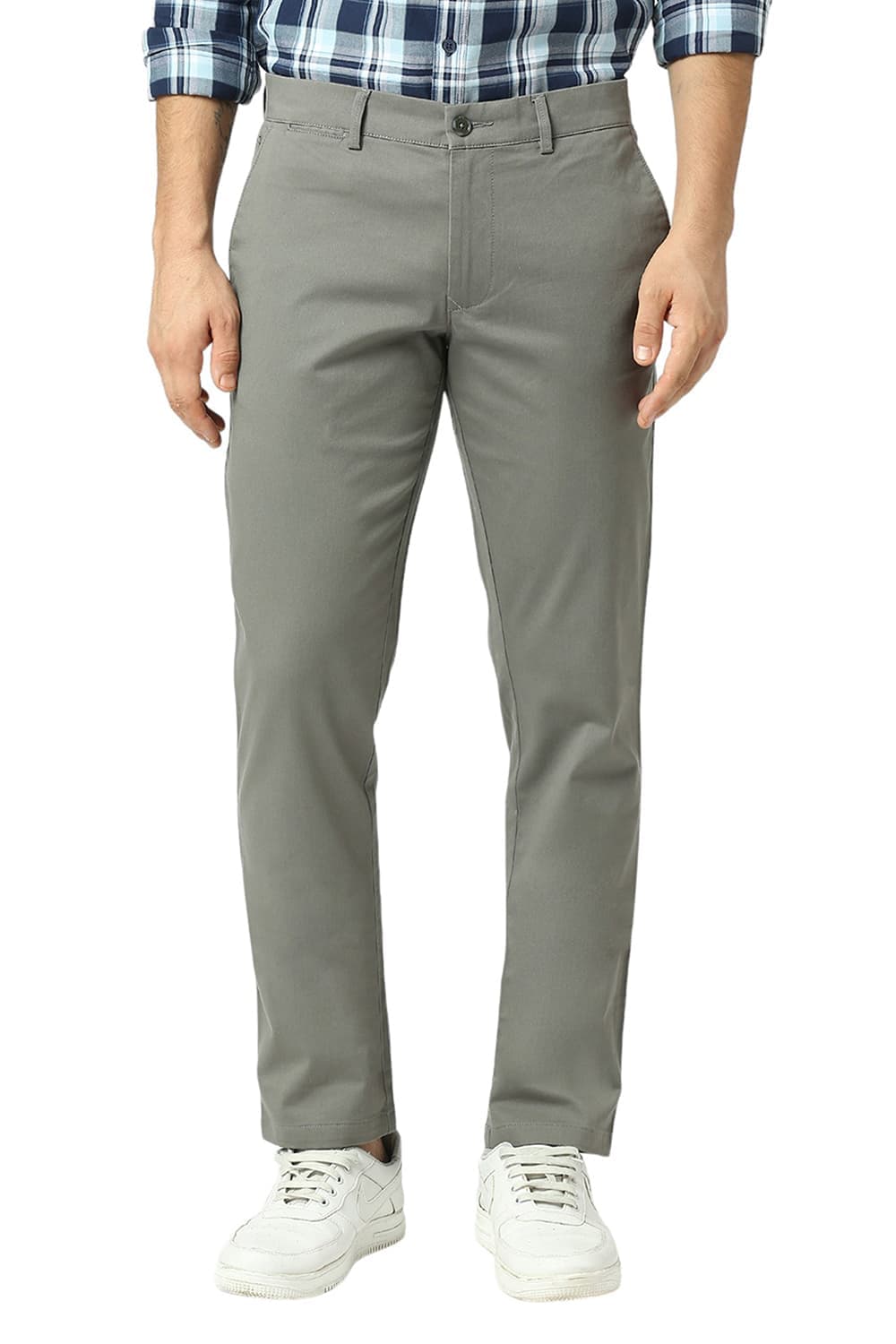 TAPERED FIT COTTON STRETCH DOBBY TROUSERS