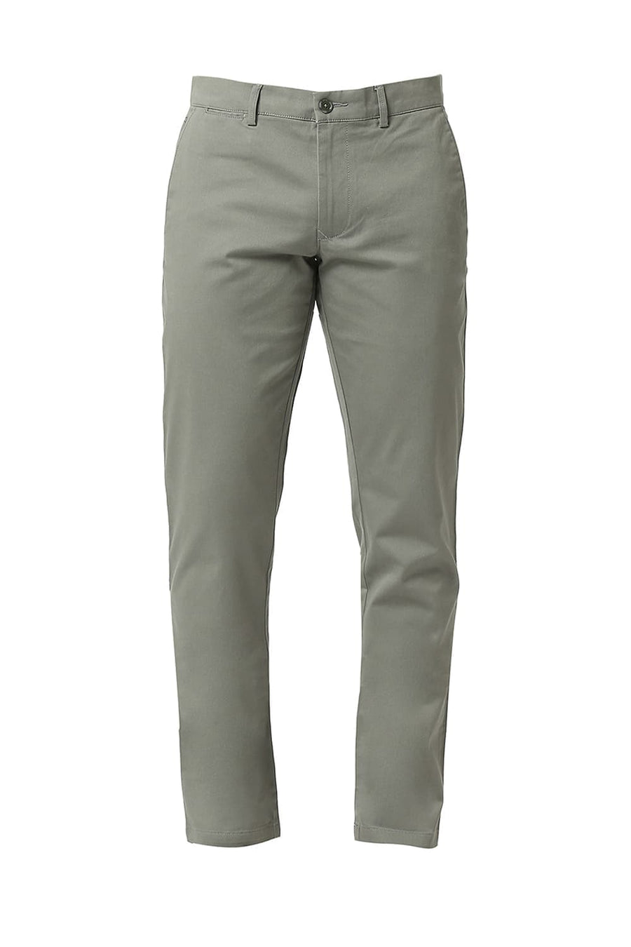 BASICS TAPERED FIT GUN METAL MID GREY COTTON STRETCH DOBBY TROUSERS