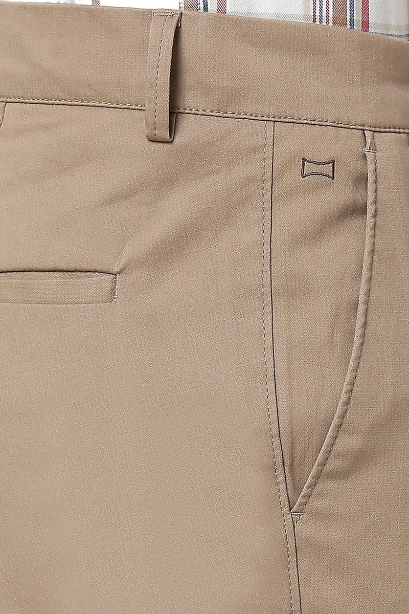 TAPERED FIT COTTON STRETCH DOBBY TROUSERS