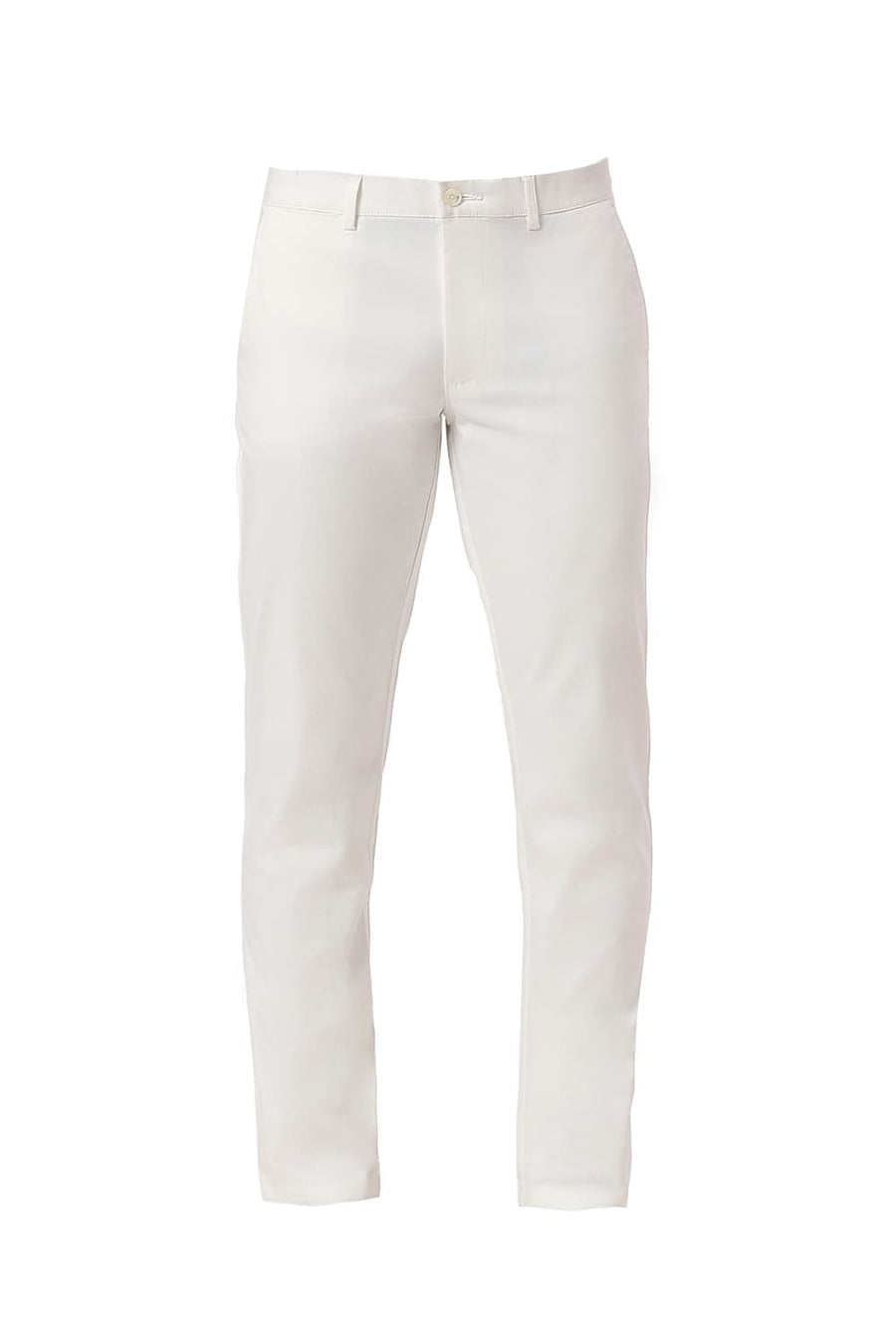 BASICS TAPERED FIT BRIGHT WHITE COTTON STRETCH DOBBY TROUSERS
