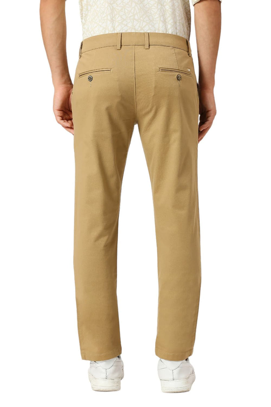 BASICS TAPERED FIT INCENSE KHAKI COTTON STRETCH DOBBY TROUSERS