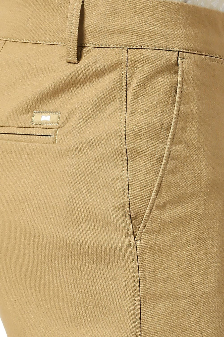 BASICS TAPERED FIT INCENSE KHAKI COTTON STRETCH DOBBY TROUSERS