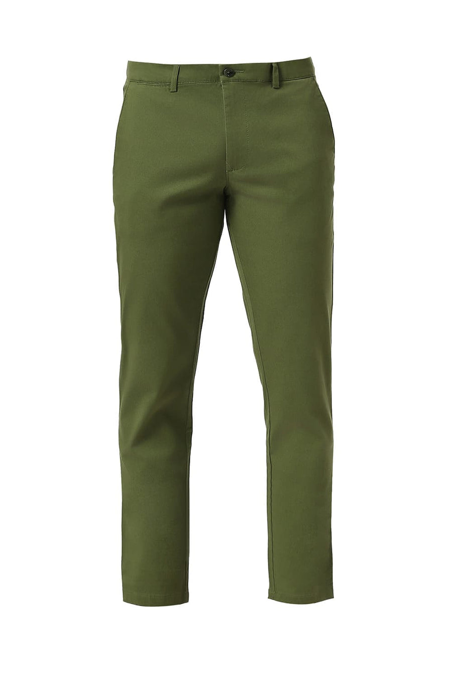 BASICS TAPERED FIT MOUNTAIN GREEN COTTON STRETCH DOBBY TROUSERS