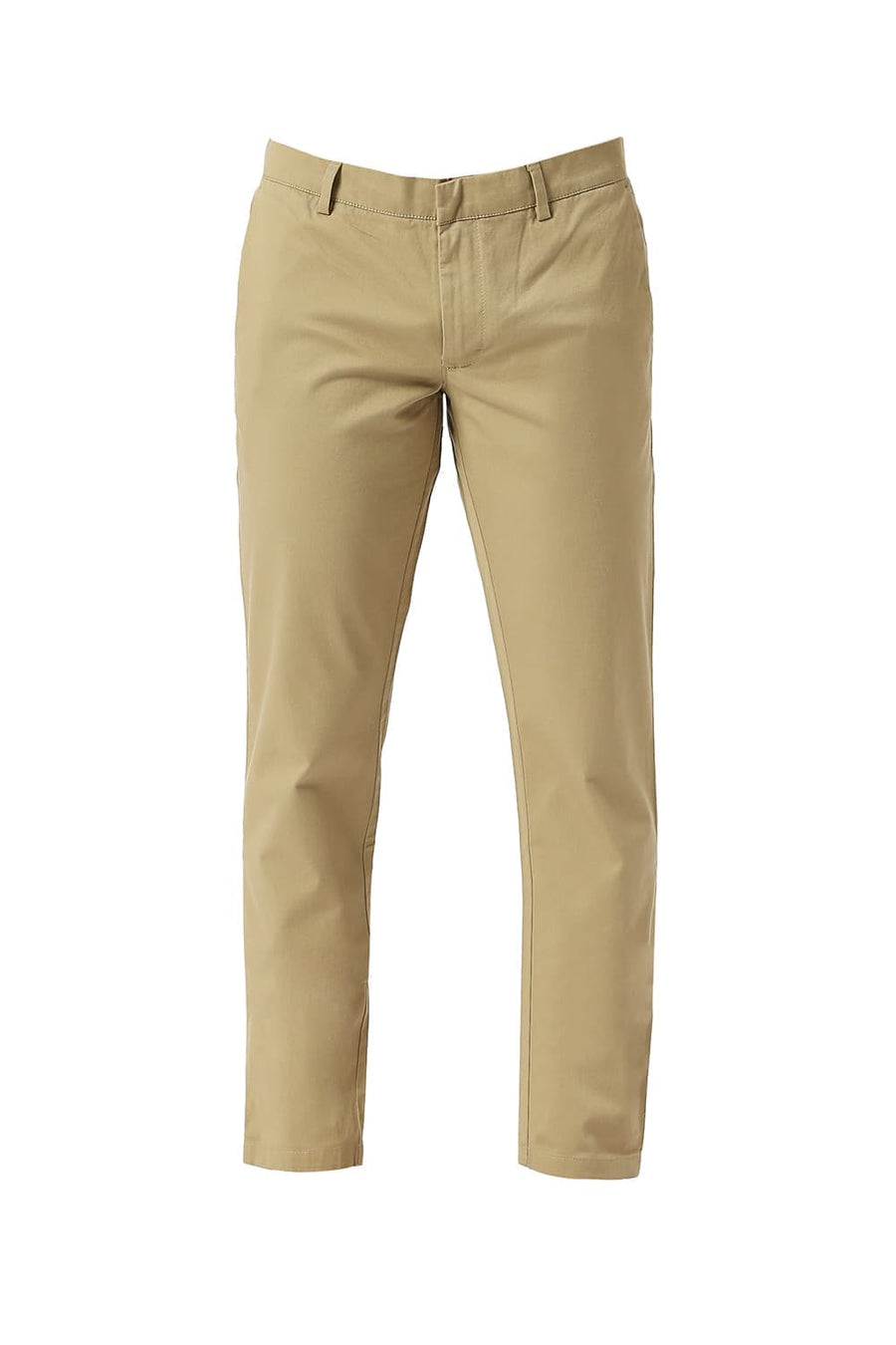 BASICS TAPERED FIT TREE HOUSE KHAKI COTTON STRETCH DOBBY TROUSERS