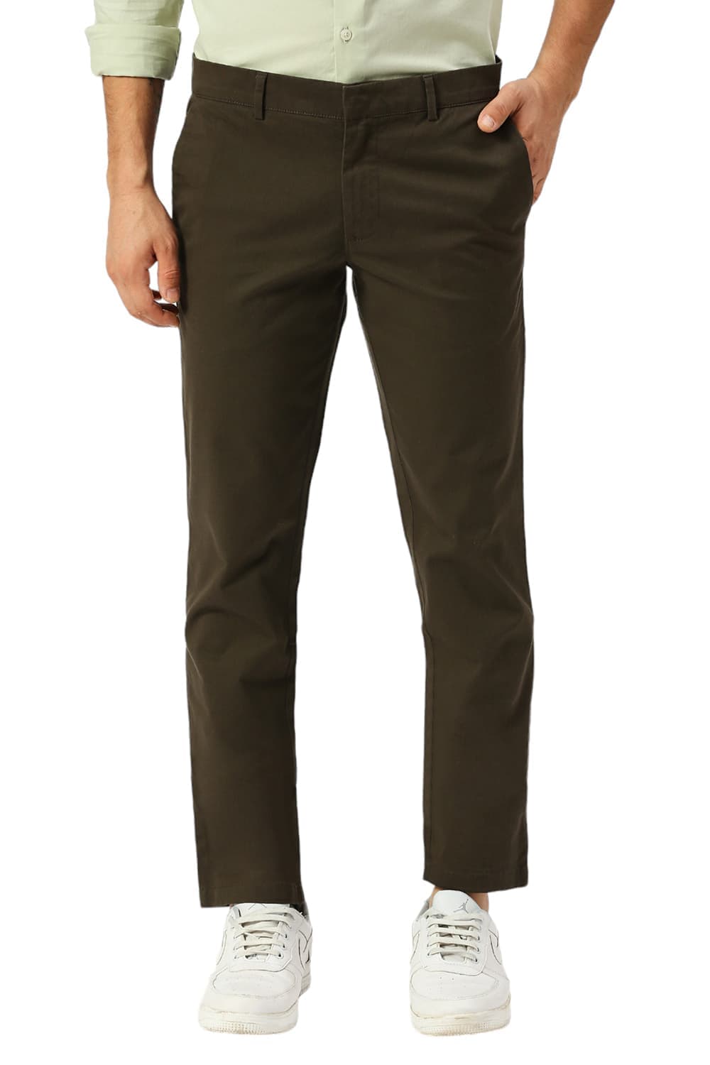 TAPERED FIT COTTON STRETCH DOBBY TROUSERS