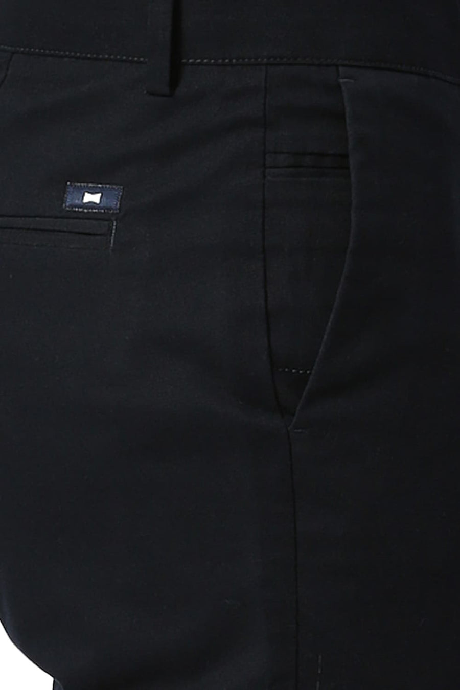 BASICS TAPERED FIT CAPTAIN NAVY COTTON STRETCH DOBBY TROUSERS