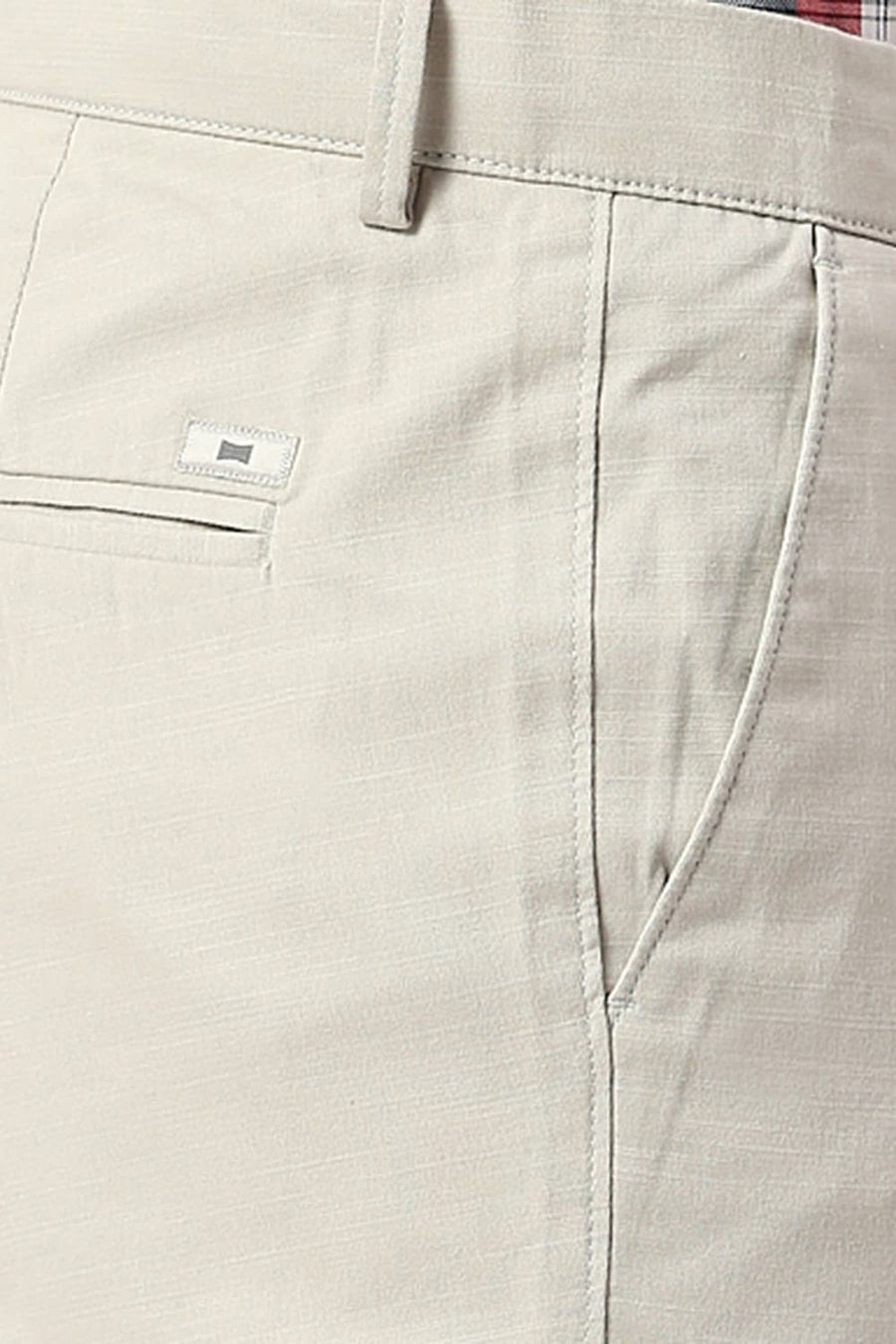 BASICS TAPERED FIT BELGIAN GREY COTTON STRETCH DOBBY TROUSERS