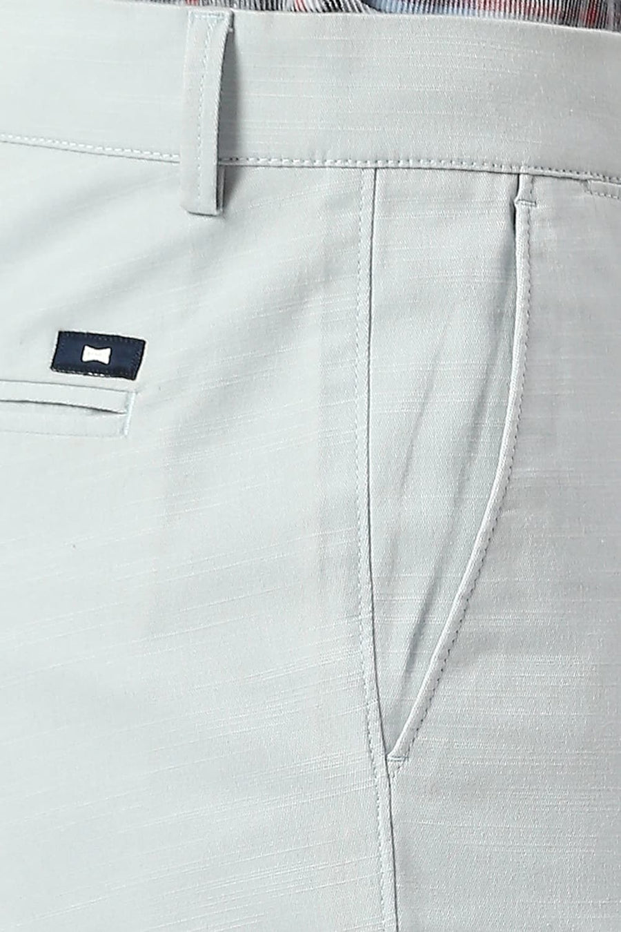 BASICS TAPERED FIT AIR BLUE COTTON STRETCH DOBBY TROUSERS