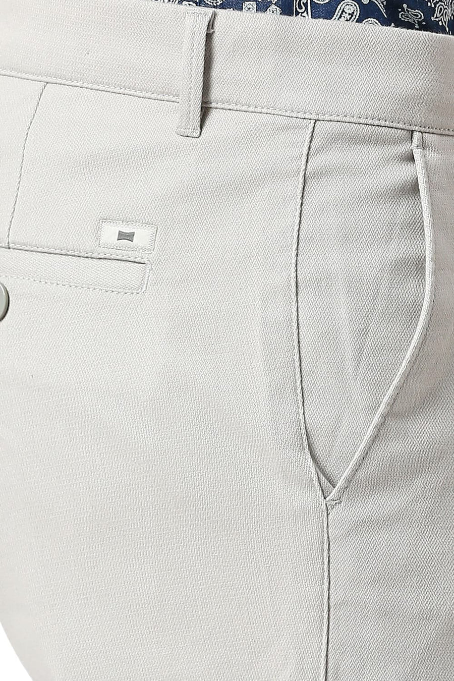 BASICS TAPERED FIT VAPOUR GREY COTTON STRETCH DOBBY TROUSERS