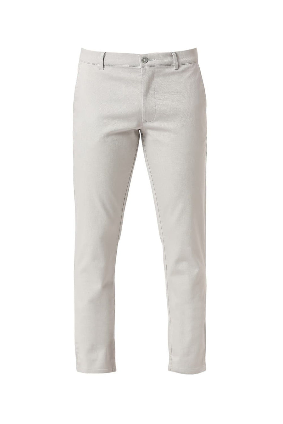 BASICS TAPERED FIT VAPOUR GREY COTTON STRETCH DOBBY TROUSERS
