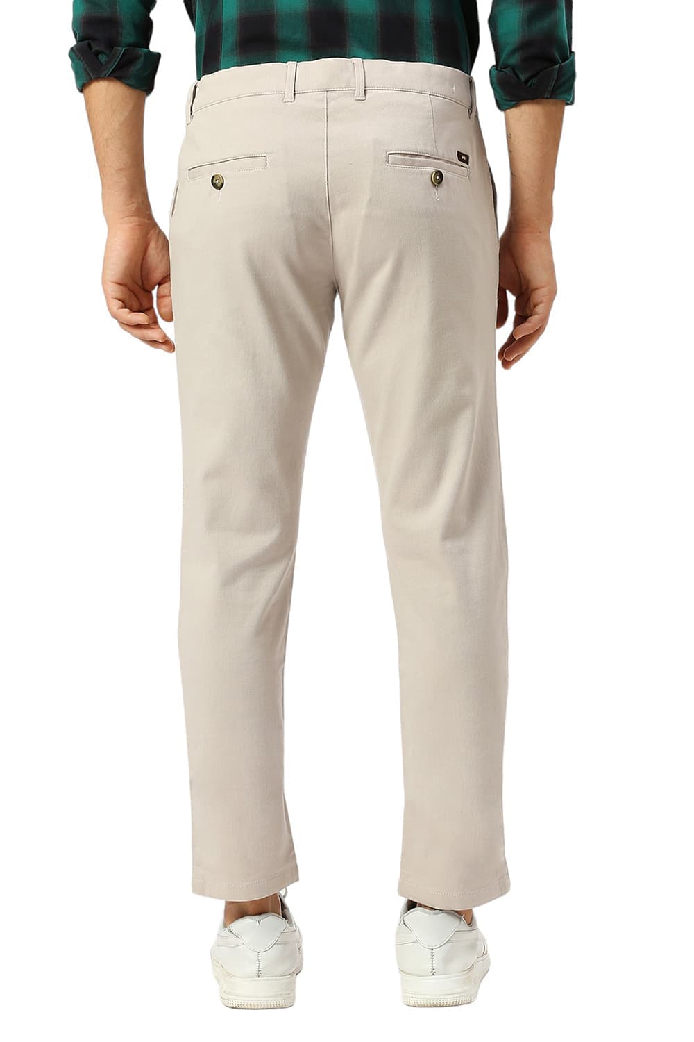 TAPERED FIT COTTON STRETCH DOBBY TROUSERS