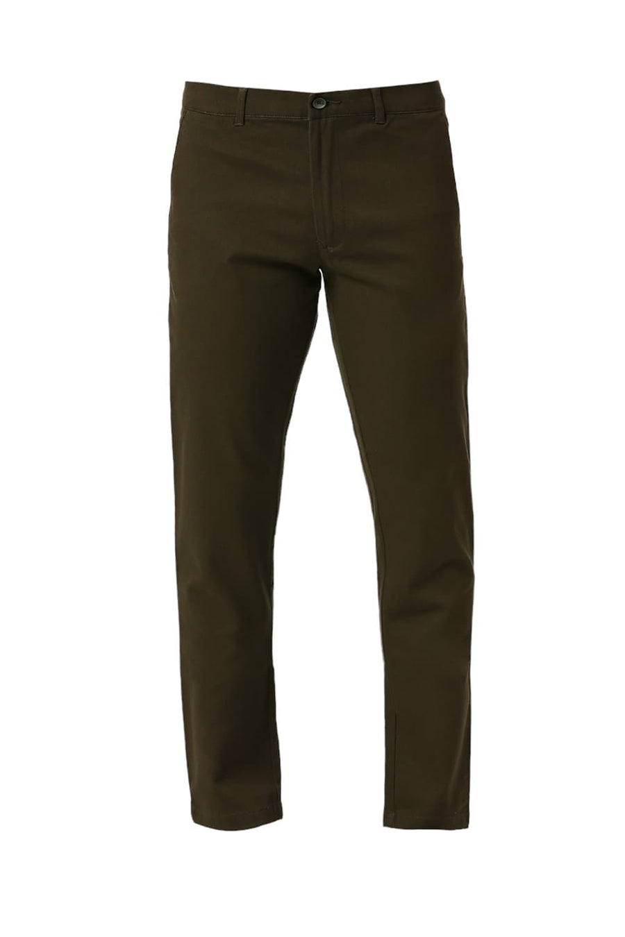 BASICS TAPERED FIT RIFLE GREEN COTTON STRETCH DOBBY TROUSERS