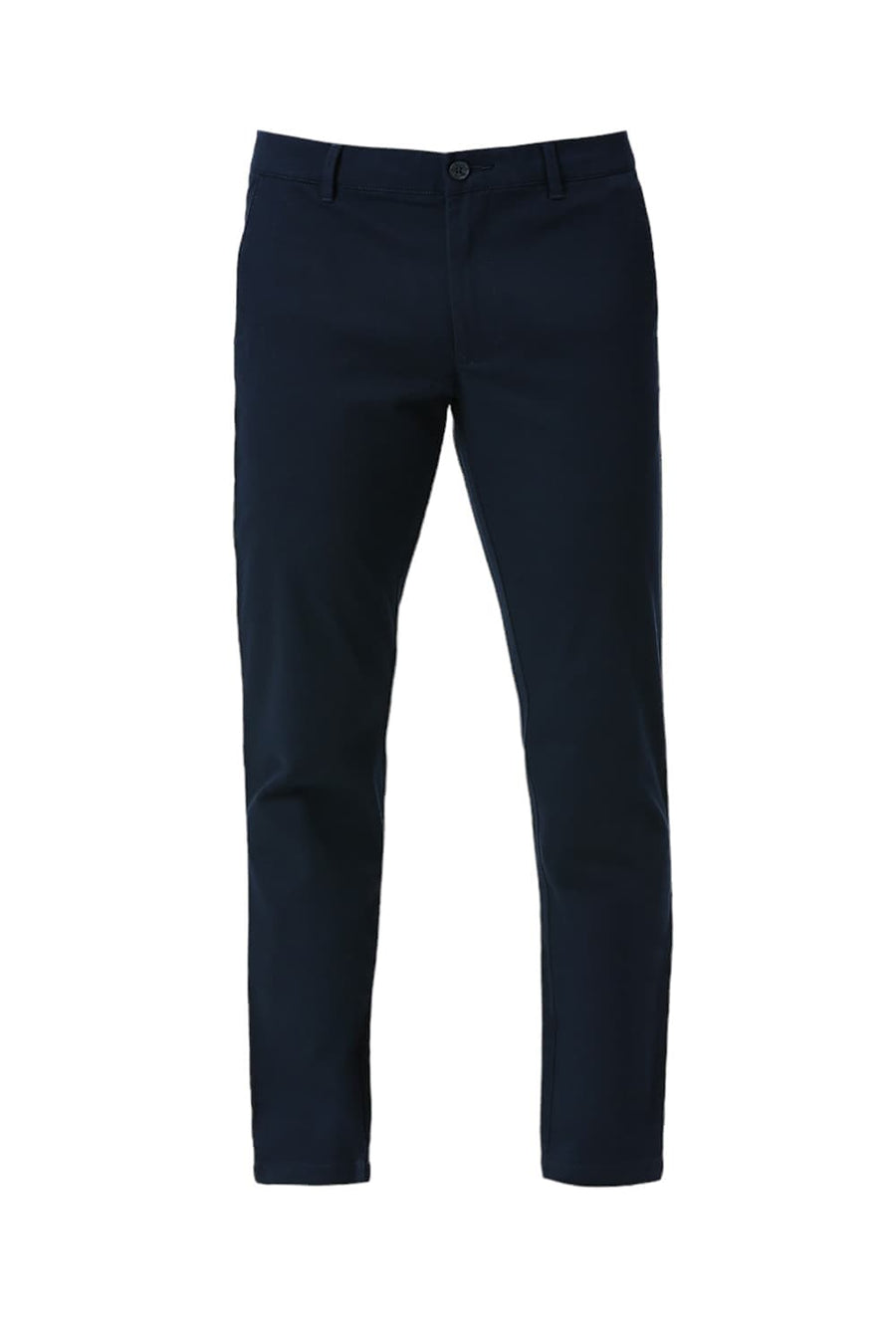 BASICS TAPERED FIT POND NAVY COTTON STRETCH DOBBY TROUSERS
