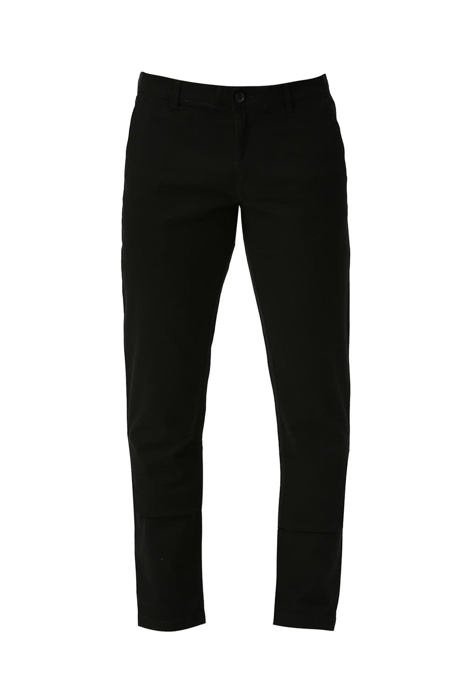 BASICS TAPERED FIT BRISTOL BLACK COTTON STRETCH DOBBY TROUSERS