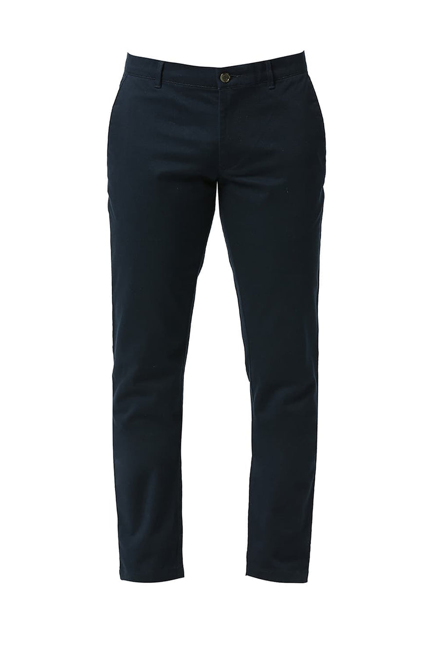 BASICS TAPERED FIT VULCAN NAVY COTTON STRETCH DOBBY TROUSERS