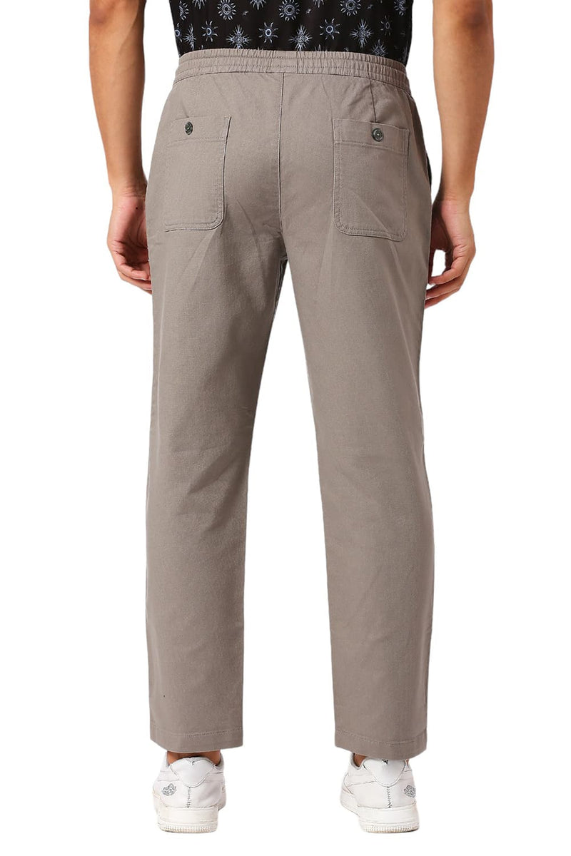 RELAXED FIT COTTON VISCOSE STRETCH DOBBY TROUSERS