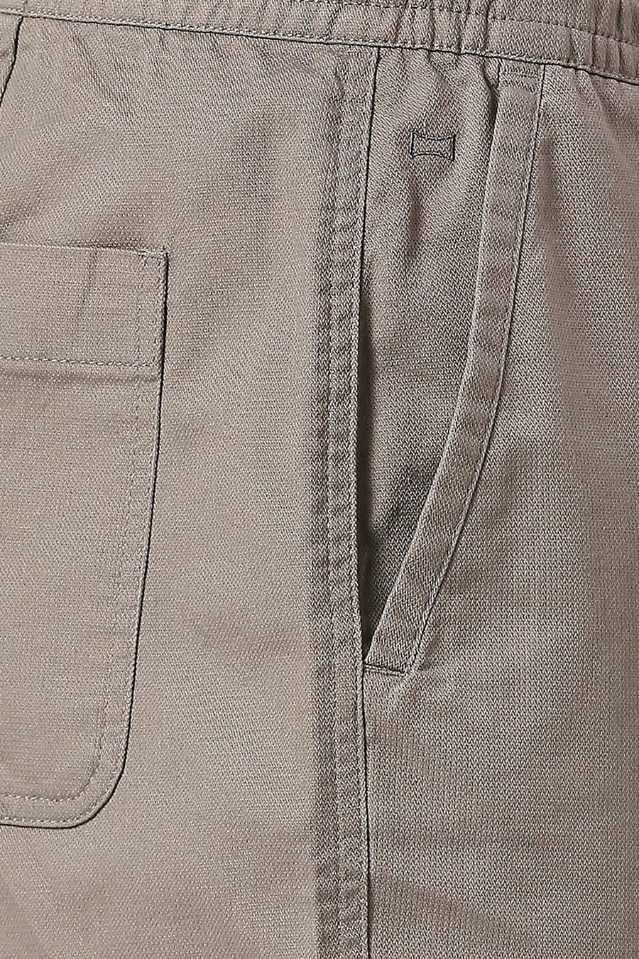 BASICS RELAXED FIT GANITE MID GREY COTTON VISCOSE STRETCH DOBBY TROUSERS