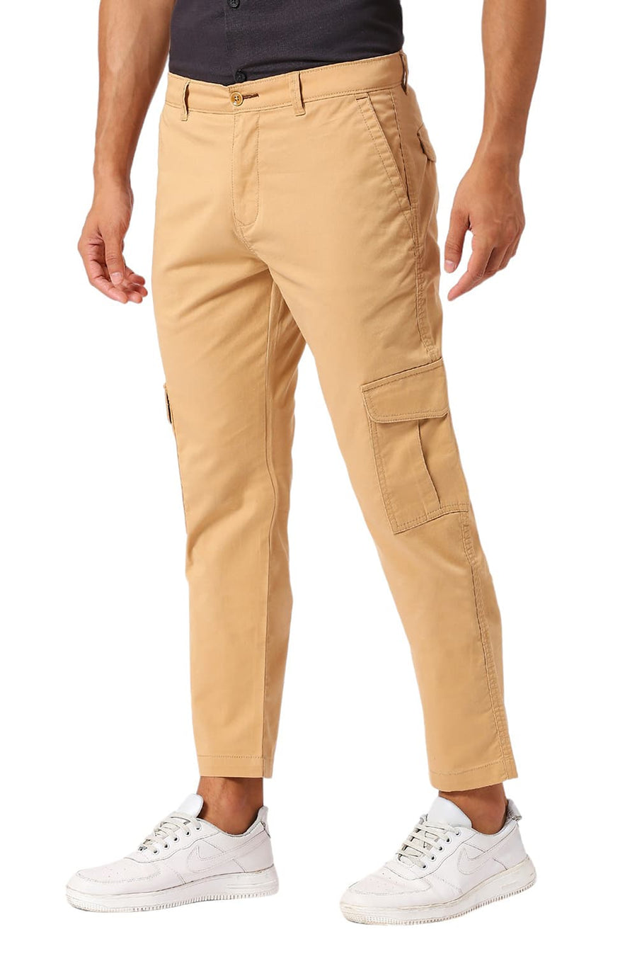 BASICS DRIFT FIT CLAY KHAKI COTTON STRETCH PEACH TWILL TROUSERS