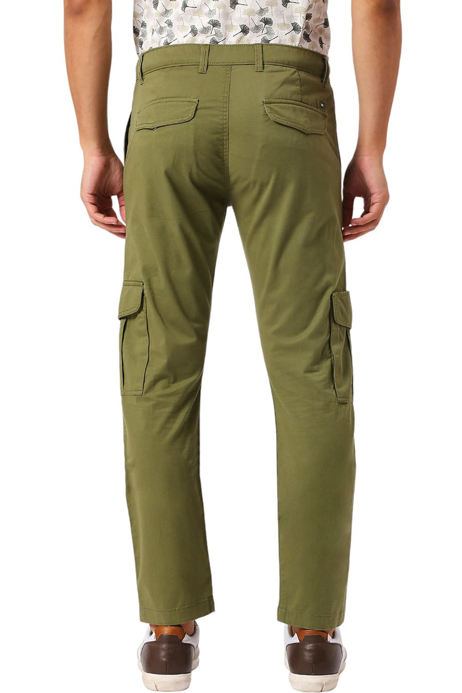 BASICS DRIFT FIT LODEN GREEN COTTON STRETCH PEACH TWILL TROUSERS