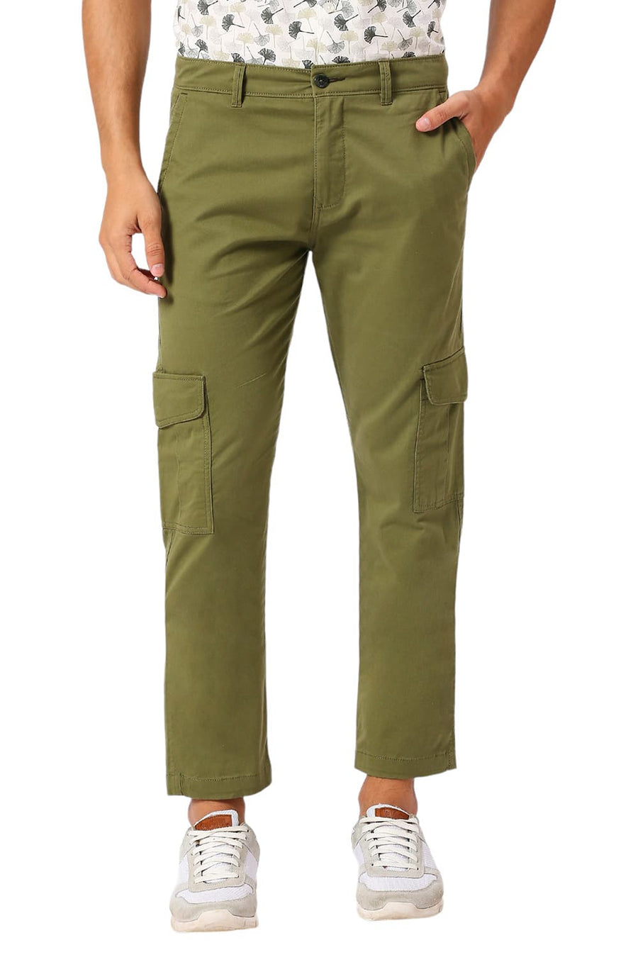 BASICS DRIFT FIT LODEN GREEN COTTON STRETCH PEACH TWILL TROUSERS