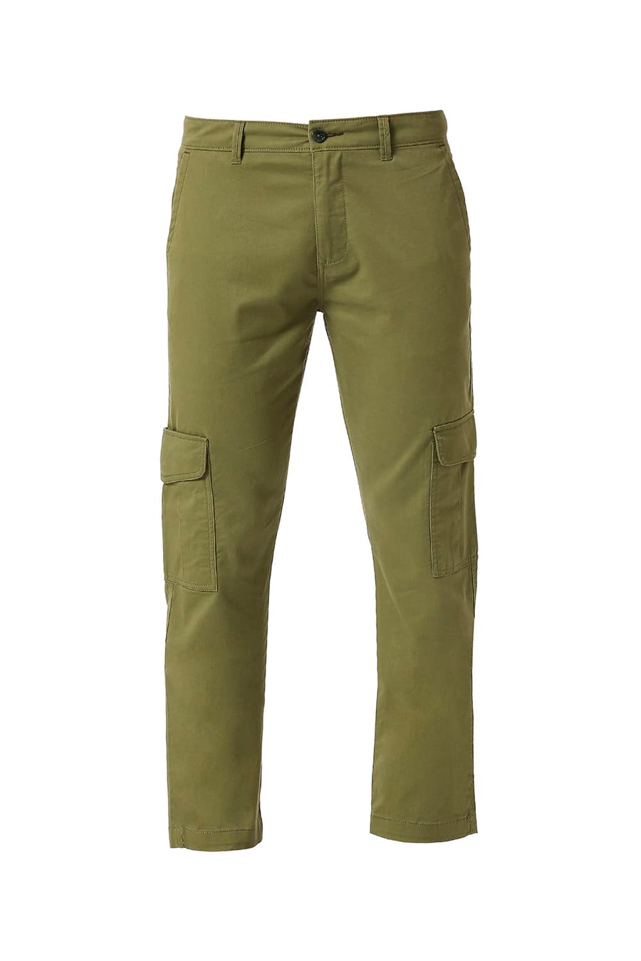 BASICS DRIFT FIT LODEN GREEN COTTON STRETCH PEACH TWILL TROUSERS