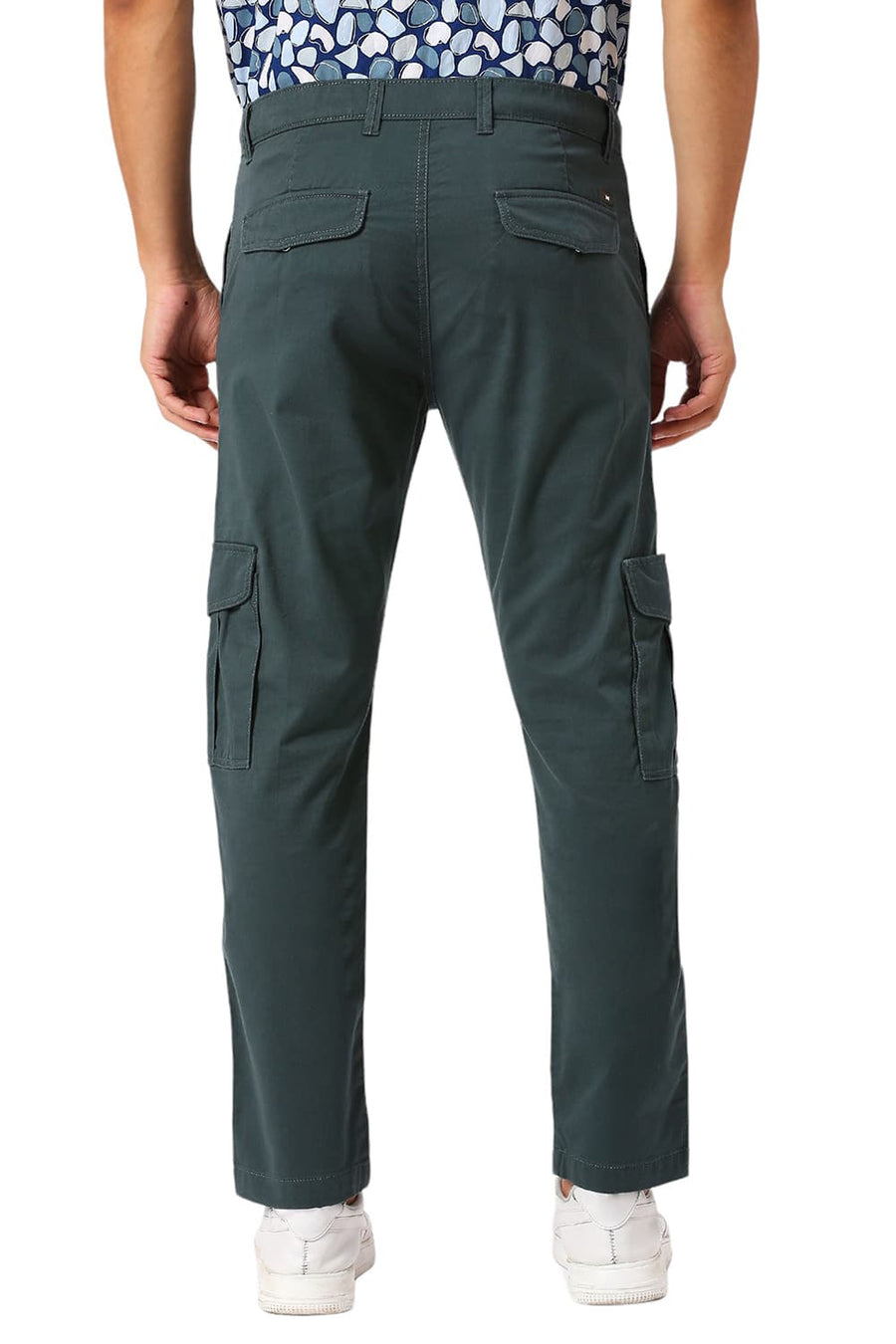 BASICS DRIFT FIT FOREST TURQUOISE COTTON STRETCH PEACH TWILL TROUSERS