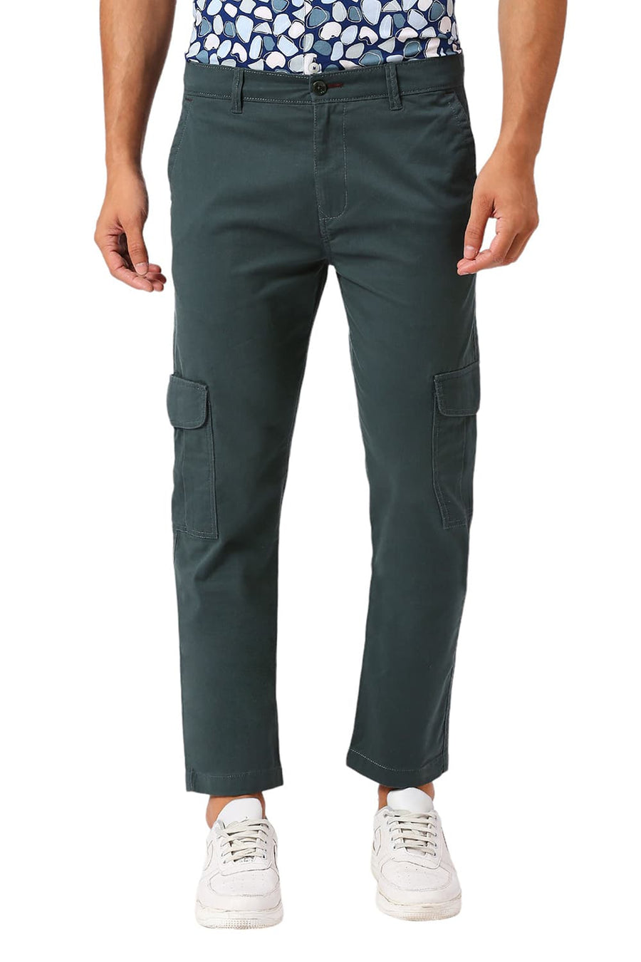 BASICS DRIFT FIT FOREST TURQUOISE COTTON STRETCH PEACH TWILL TROUSERS